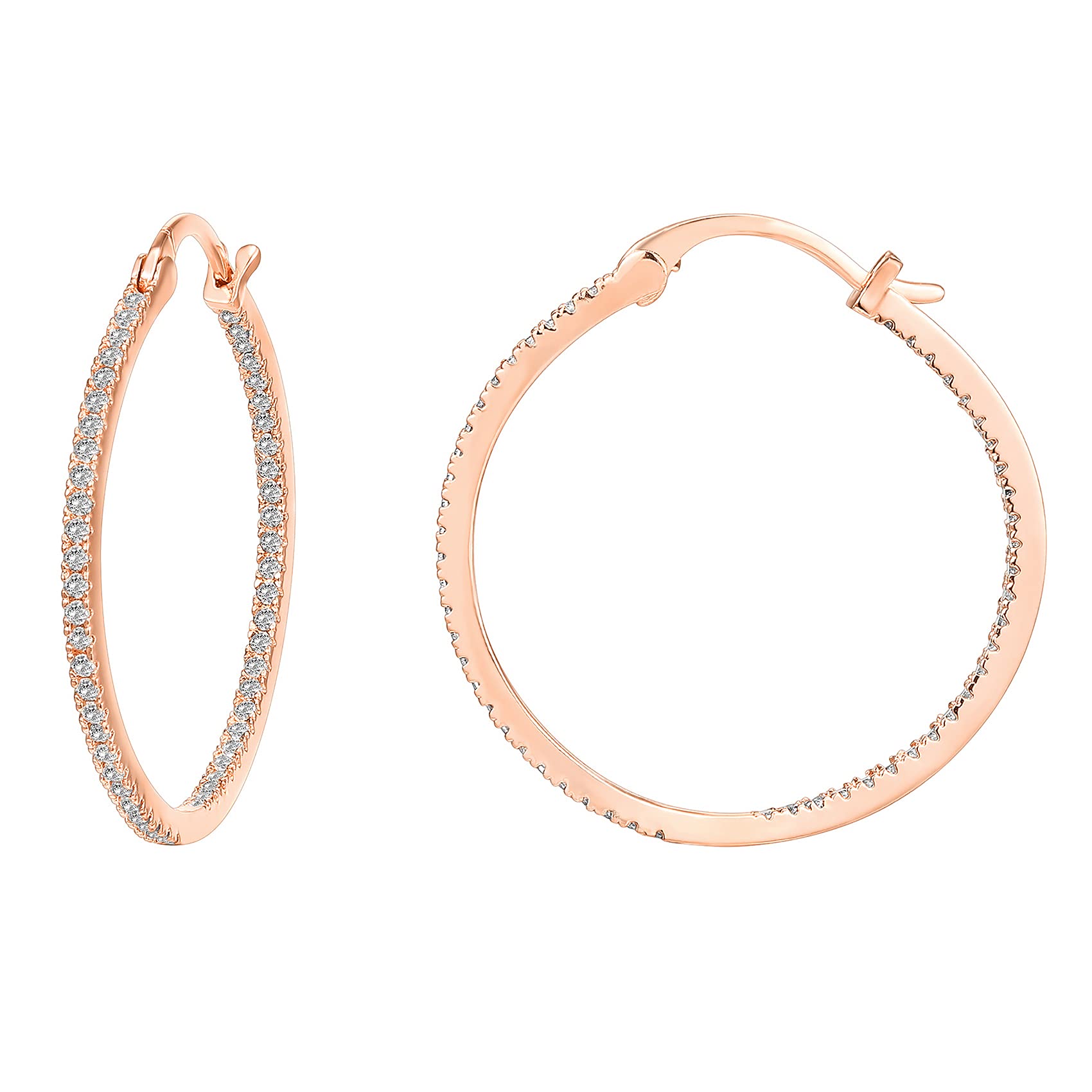 PAVOI 14K placcata argento 925 post Cubic Zirconia Orecchini a cerchio | Grande 