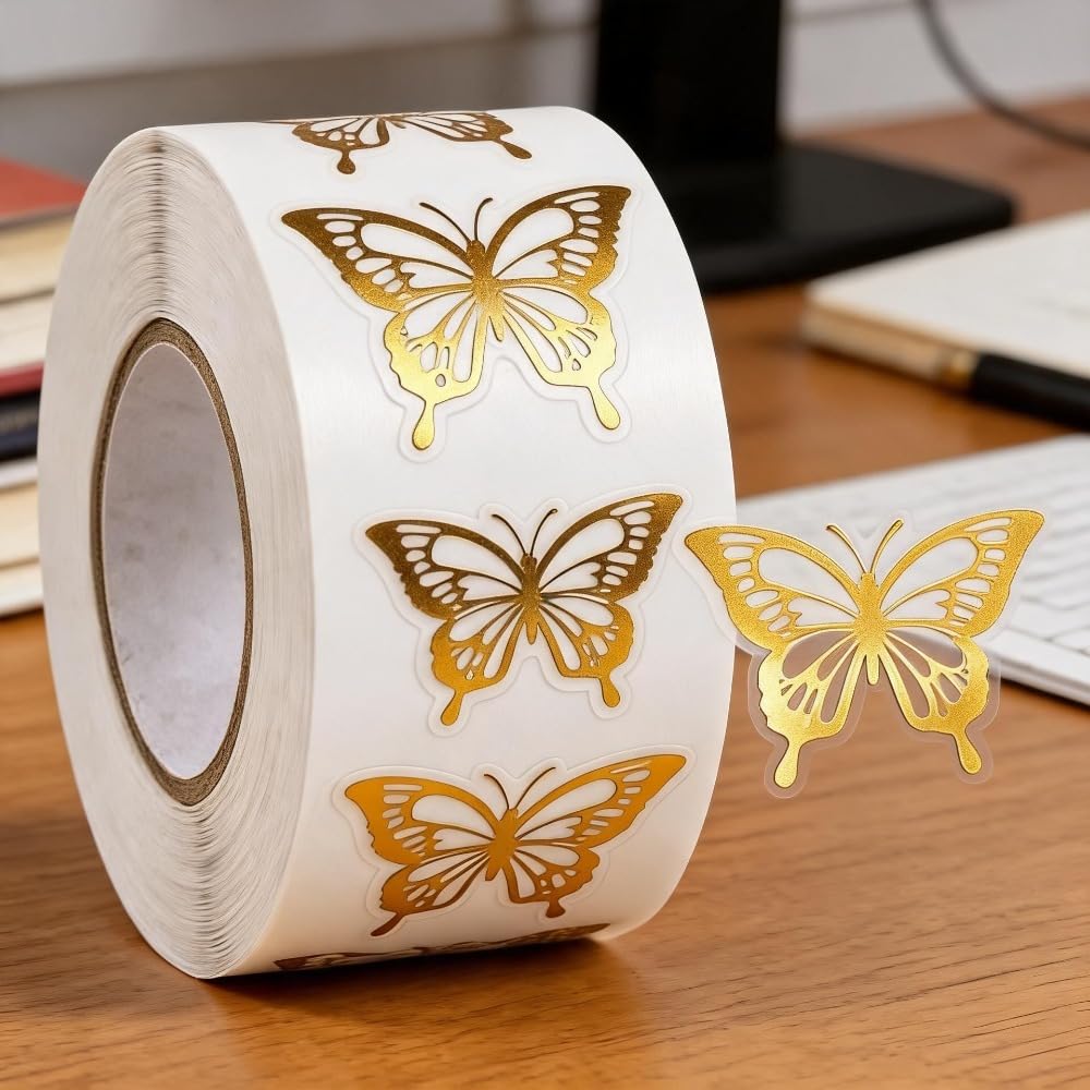 500PCS Butterfly Stickers, Envelope Seal Labels Self-Adhesive Accents