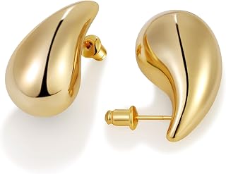 Gacimy Teardrop Earrings for Women, 14K Gold Plated Chunky Drops