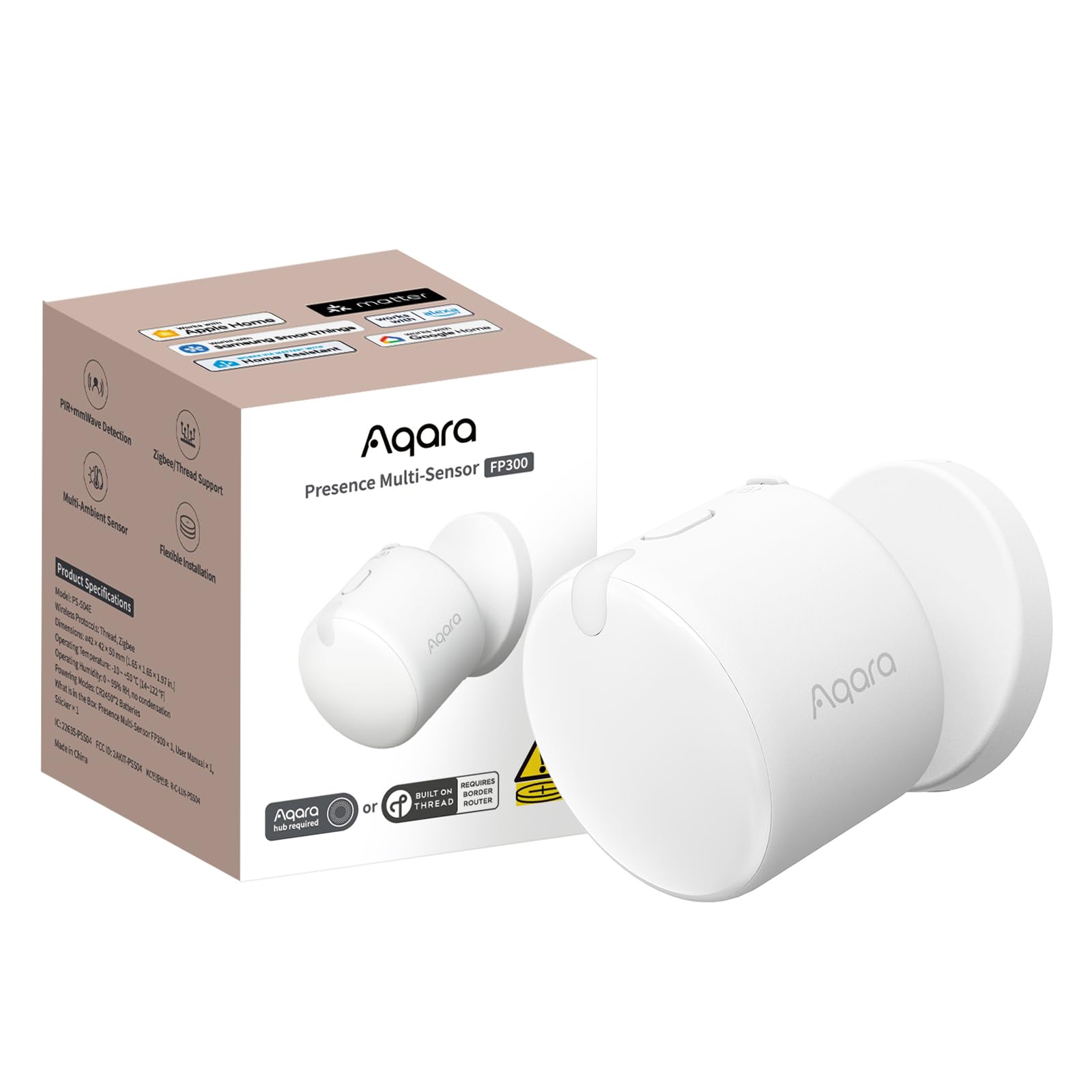 Aqara Presence Sensor FP300 Wireless 5-in-1 Motion Sensor with mmWave | PIR, Lig