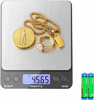 SKEAP Digital Jewelry Scale – 500g x 0.01g Precision Gold Scale for Jewelers & Collectors, Digital Coin Scale with Backlit LCD, Tare Function– Ideal for Gemstones, Bullion & Coins.