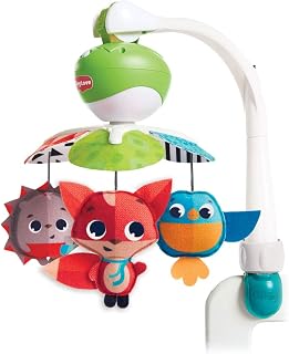 Tiny Love 3-in-1 Take Along Baby Mobile for Cot, 0+ Months, Portable, Multi-Use with 3 Connectors, Cot Mobile with Music, 5 Melodies, 30 Minutes of Continuous Music, Stimulates Senses, Meadow Days