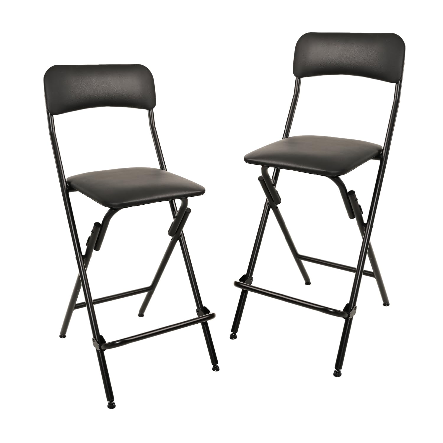 Amazon Basics Folding Stool with footrest, 300lb Capacity, 24" Height, Black, Se