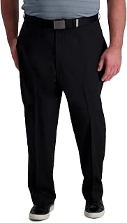 Haggar Men's Cool Right Performance Flex Solid Classic Fit Flat Front Pant-reg. and Big & Tall Casual Pants