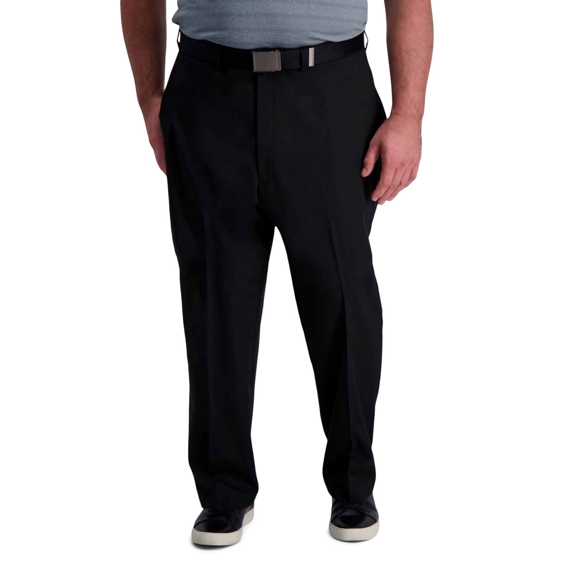 Haggar Men's Cool Right Performance Flex Solid Classic Fit Flat Front Pant-reg. 