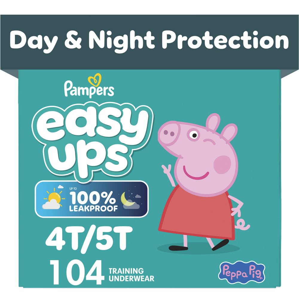 Pampers Easy Ups Girls & Boys Potty Training Pants, Size 7 (5T6T), Peppa Absorbe