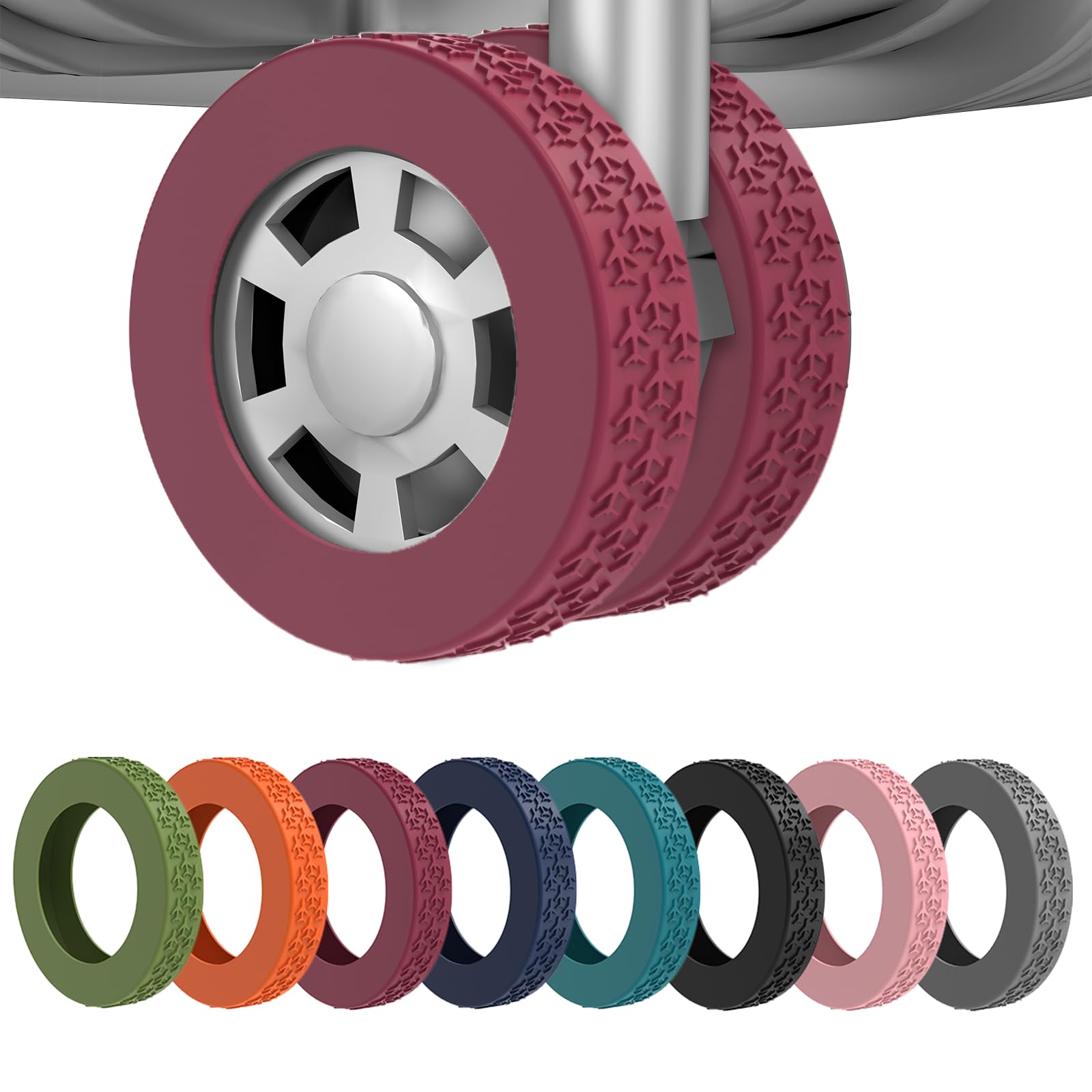 8 Pack Luggage Wheel Covers for 2-2.4" Luggage Wheel Protectors,Wine red