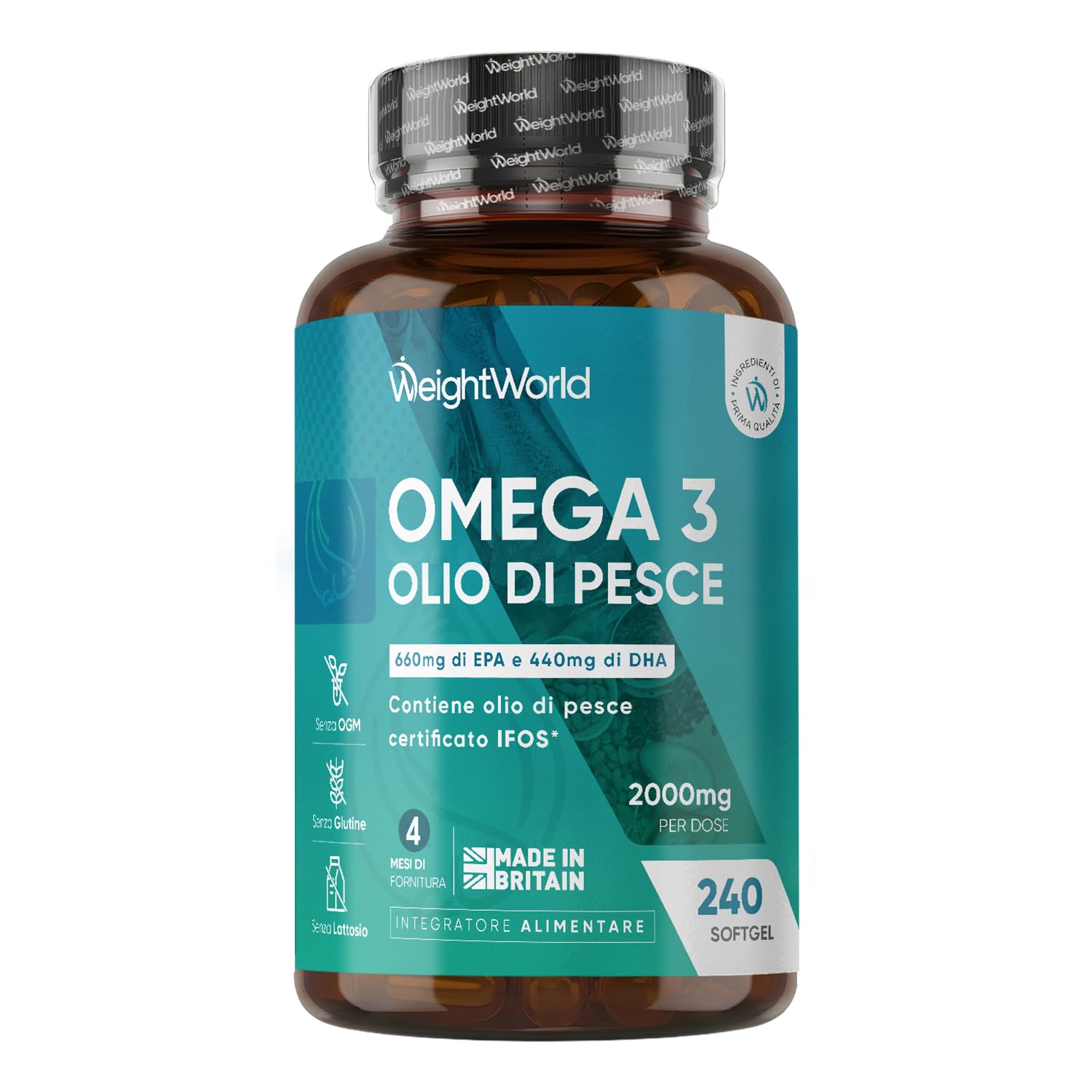 Omega 3 Fish Oil IFOS Certified 2000mg, 660mg EPA and 440mg DHA | Omega3 Fish Oi