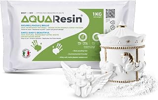 Aqua Resin Plaster for Moulding Premium Porcelain Effect Made in Italy (1 kg) Water-Based Moulding Plaster for Moulds Silicone DIY Alternative to Platre de Paris Natural and Non-Toxic