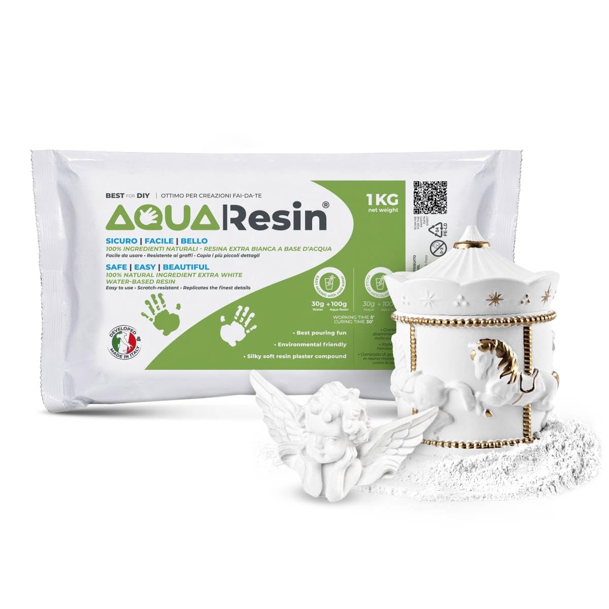 Aqua Resin Plaster for Moulding Premium Porcelain Effect Made in Italy (1 kg) Wa