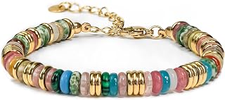 SNGIA Gold Plated Beaded Bracelets for Women, Natural Stone Bracelet Stack