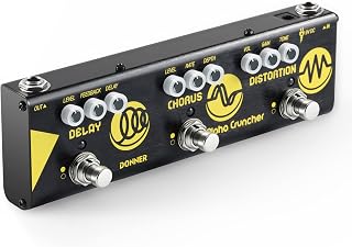 Donner Multi Effects Guitar Pedal Alpha Cruncher 3 Type Effects Delay Chorus Distortion Pedal with Adapter for Electric Guitar