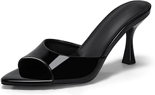 Coutgo Womens Kitten Heel Sandals Heeled Mules Pointed Open Toe High Heels