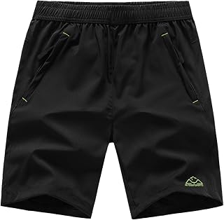 Rdruko メンズ クイックドライ ハイキングショーツ 軽量 ランニング ジム アウトドア アクティブ ショーツ ジッパーポケット付き