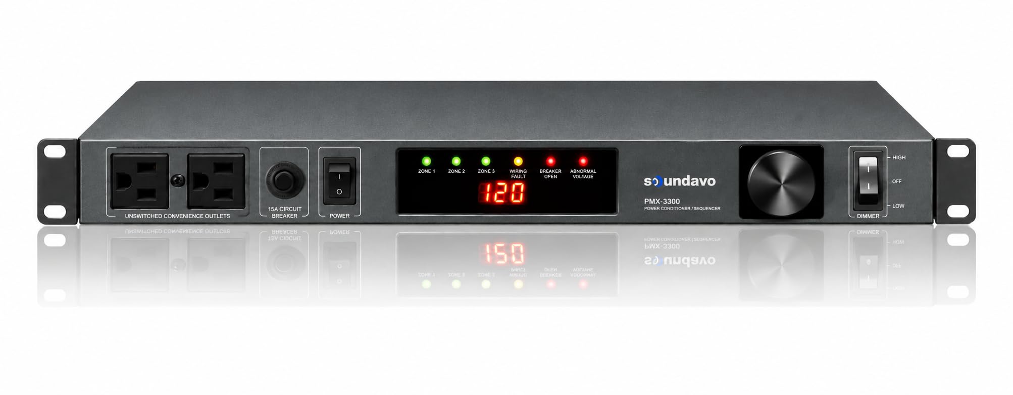 Soundavo PMX-3300 Power Conditioner and Surge Sequencer 10 Protected Outlets and