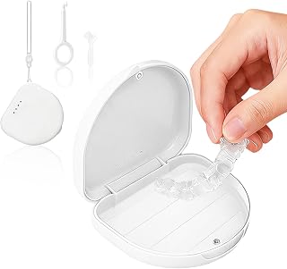 4 x Orthodontic Sleeves with Ventilation Holes, Lanyard and Cleaning Pick, Travel Box for Aligners and Oral Care