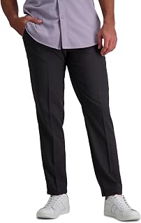 Haggar Men's Cool Right Performance Flex Solid Slim Fit Flat Front Pant