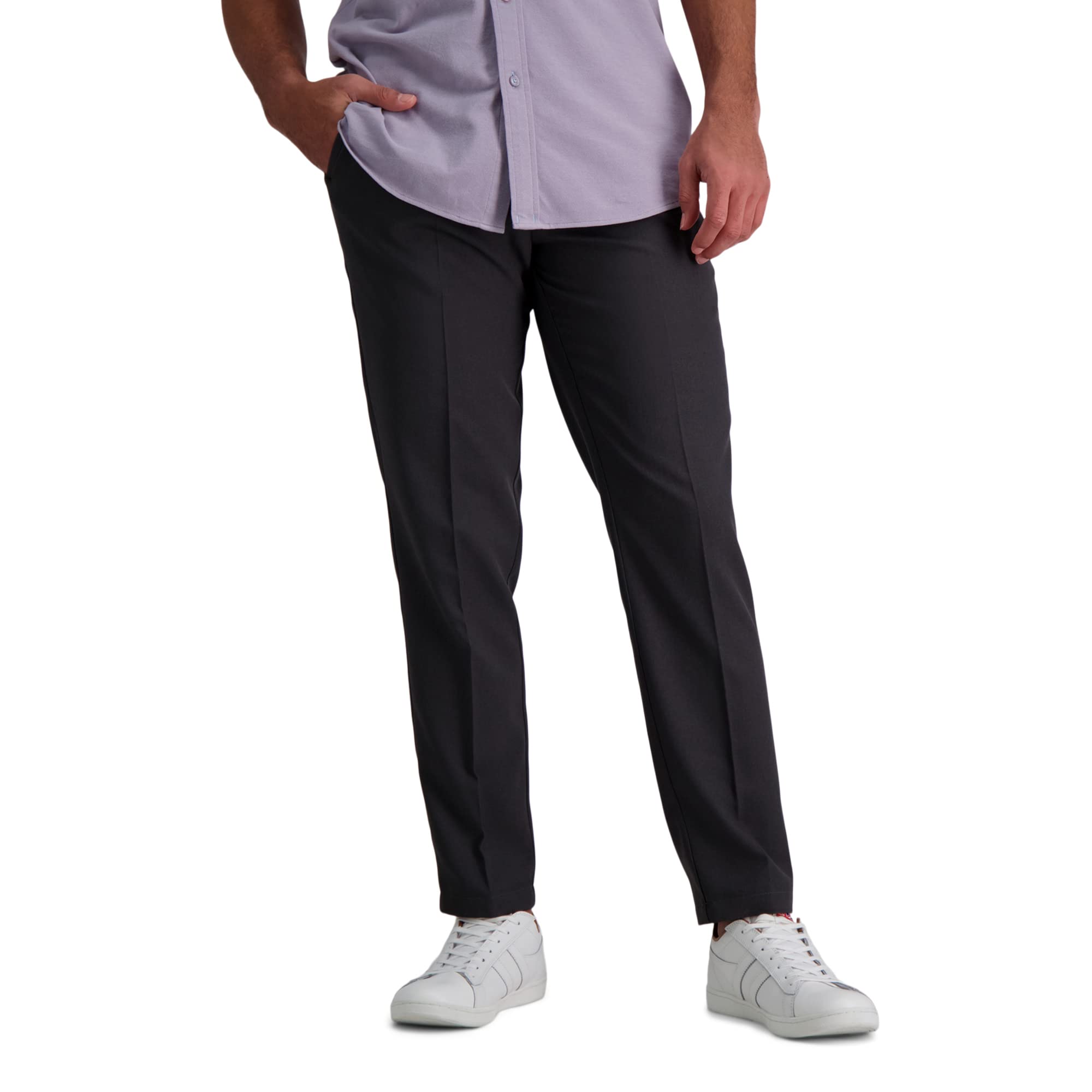 Haggar Men's Cool Right Performance Flex Solid Slim Fit Flat Front Pant