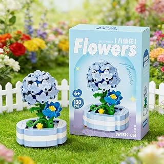 Hydrangea Figurines in Pot, 8cm Mini Flower Collectable for Desk Decoration, Cute Birthday Gift Idea for Women and Men, Adorable Trinket for Home