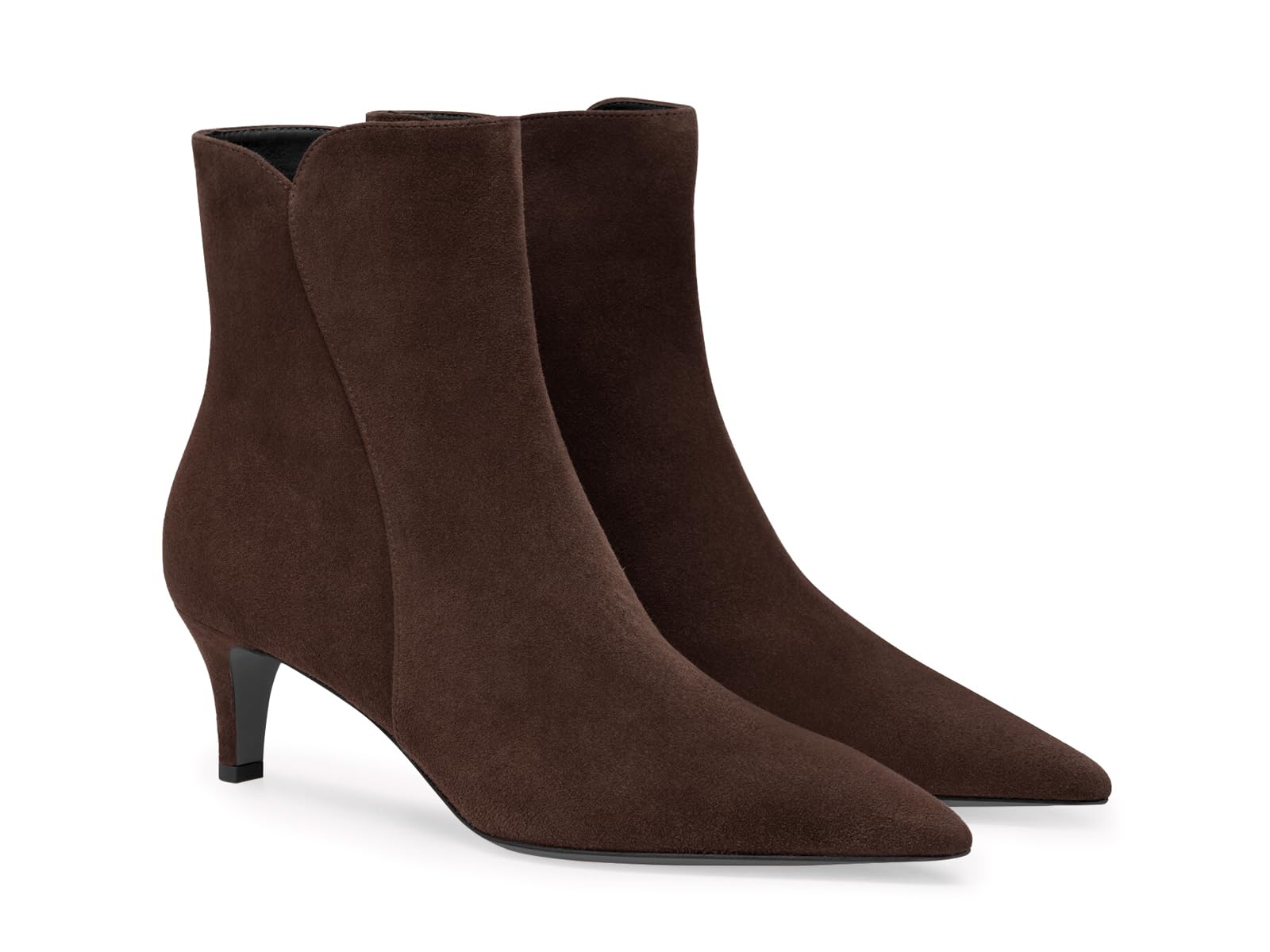 Coutgo Womens Ankle Boots Kitten Low Heel Pointed Toe Zipper Dress Booties