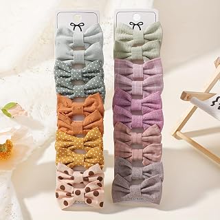 20 Pcs Small Bowknot Hair Clips for Girls 3.5cm - 5.5cm Fully Lined Non Slip Hair Clips Bowknot Flower Hair Accessories Set Handmade for