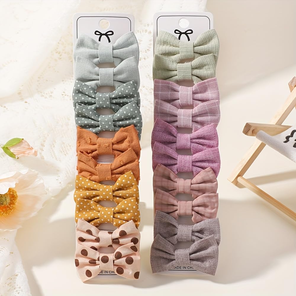 20 Pcs Small Bowknot Hair Clips for Girls 3.5cm - 5.5cm Fully Lined Non Slip Hai