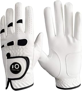 Men's Golf Gloves for Left Hand with Ball Marker, 1 Piece, All-Weather Cabretta Leather Grip Golf Glove Right Handed Soft Comfort Fit Size S M ML L XL