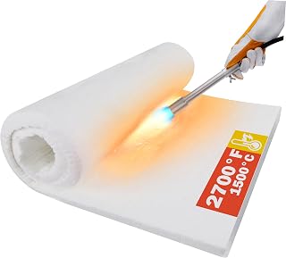 Lyrufexon Ceramic Fiber Insulation Blanket, 24"x15.7"x1" Thick | Fireproof Insulation Rated to 2600F, for Wood Stove Baffle, Fireplace, Pellet Stove, Chimney, Furnace, Boiler and Pizza Ovens
