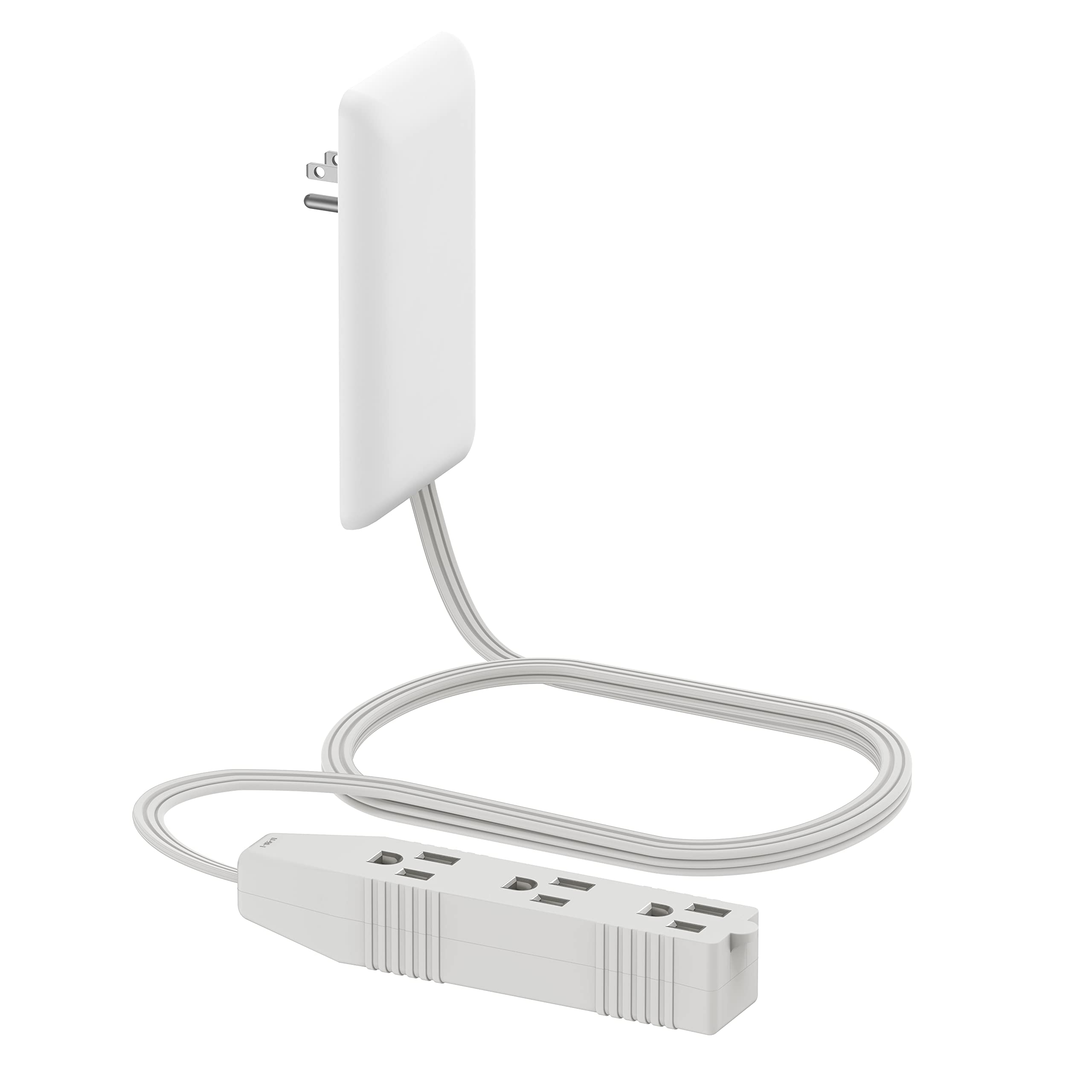 LIDER Flat-Face Outlet Extender, 3 Receptacles, 3ft Cord, 1625W, Ultra-Thin