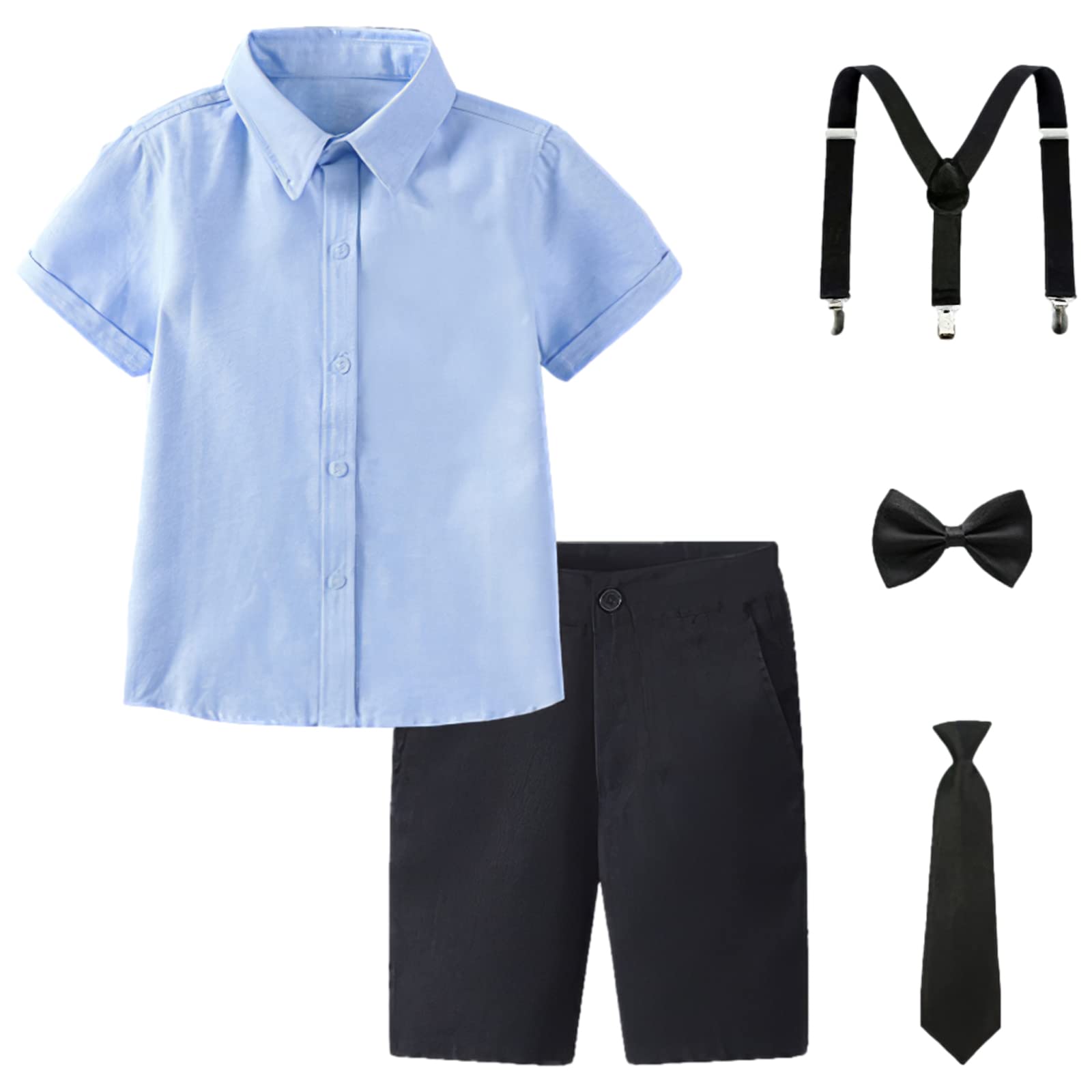 amropi Children's Christening Suit Short Sleeve Shirt and Bow Tie and Pants and 
