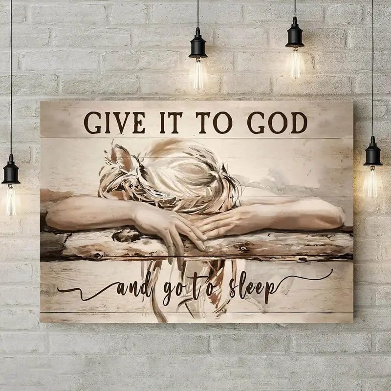 "Give It to God and Go to Sleep" Vibrant God Canvas Art Print – Unframed Christi
