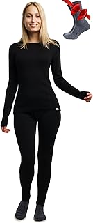 Merino.tech 100% Merino Wool Base Layer Women Set Shirt, Leggings & Socks | Temperature Regulating, Moisture-Wicking & Dry, Odour-Resistant, Soft & Itch-Free, Ideal For Skiing & Hiking