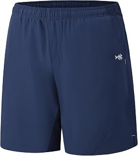 Bassdash Men’s 7” Fishing Shorts UPF 50+ Lightweight Water Resistant Quick Dry for Hiking with Zipper Pocket FP06M