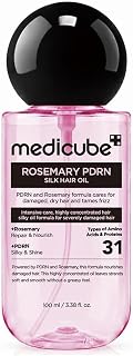 medicube Rosemary PDRN Silk Hair Oil, Lightweight Glass Oil &amp; Adds Shine | Light Yet Intensive Damage Care &amp; Frizz Control - Heat Protection, Bergamot Musk Fragrance, Korean Hair Care, 3.38 fl. oz.