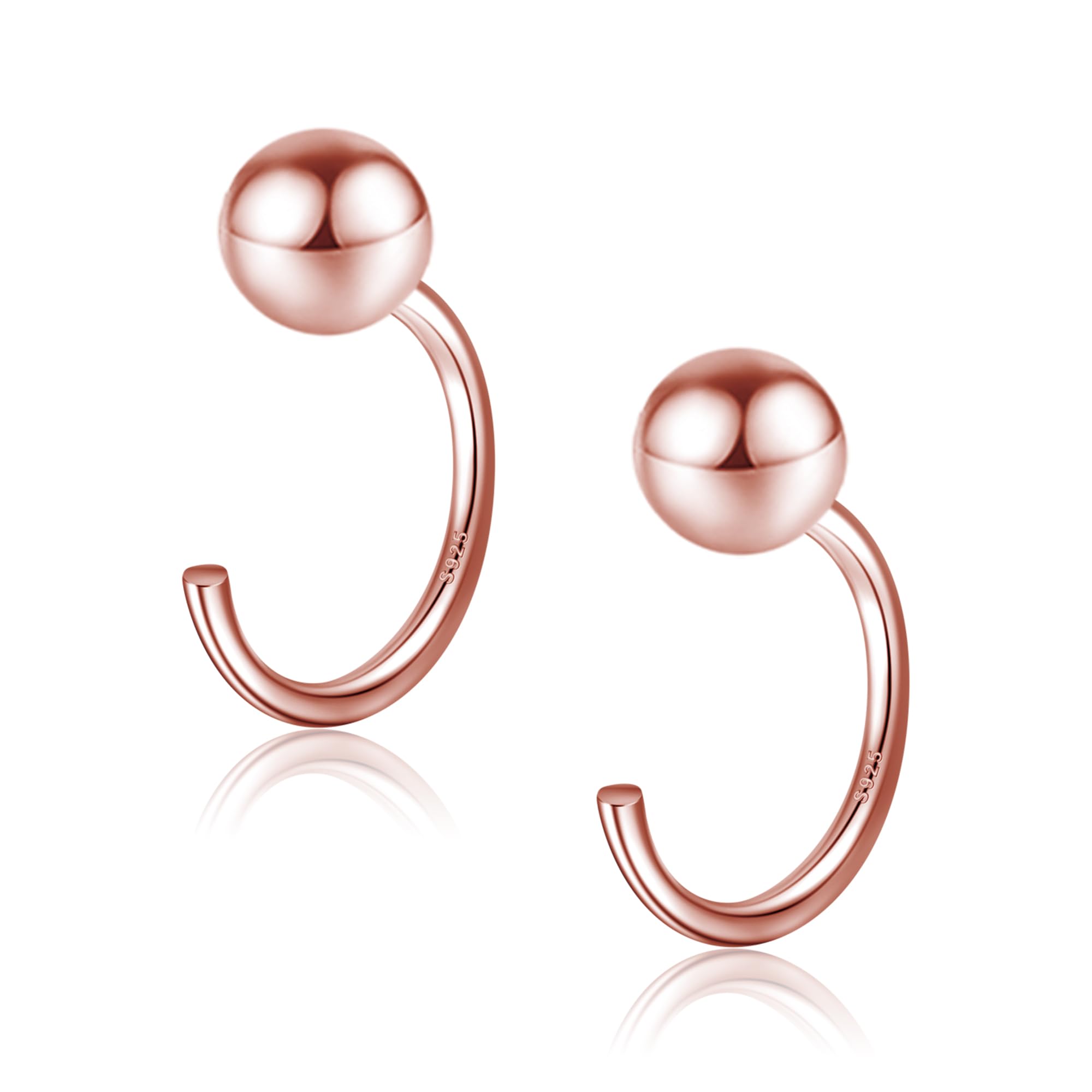 CHIC & ARTSY 925 Sterling Silver Half Hoop Earrings for Women, Small Huggie Hoop