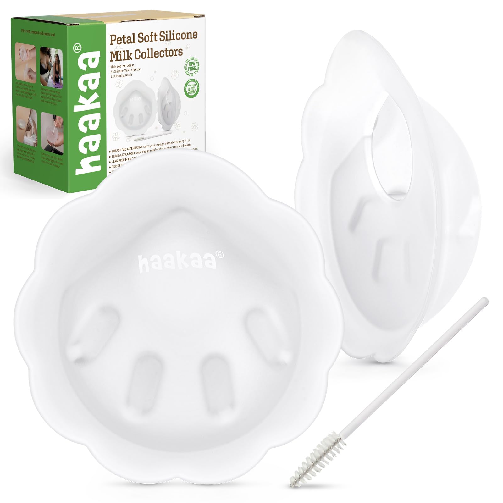 haakaa Petal Soft Silicone Milk Collector for Breastfeeding - 2PCS | Discreet Le