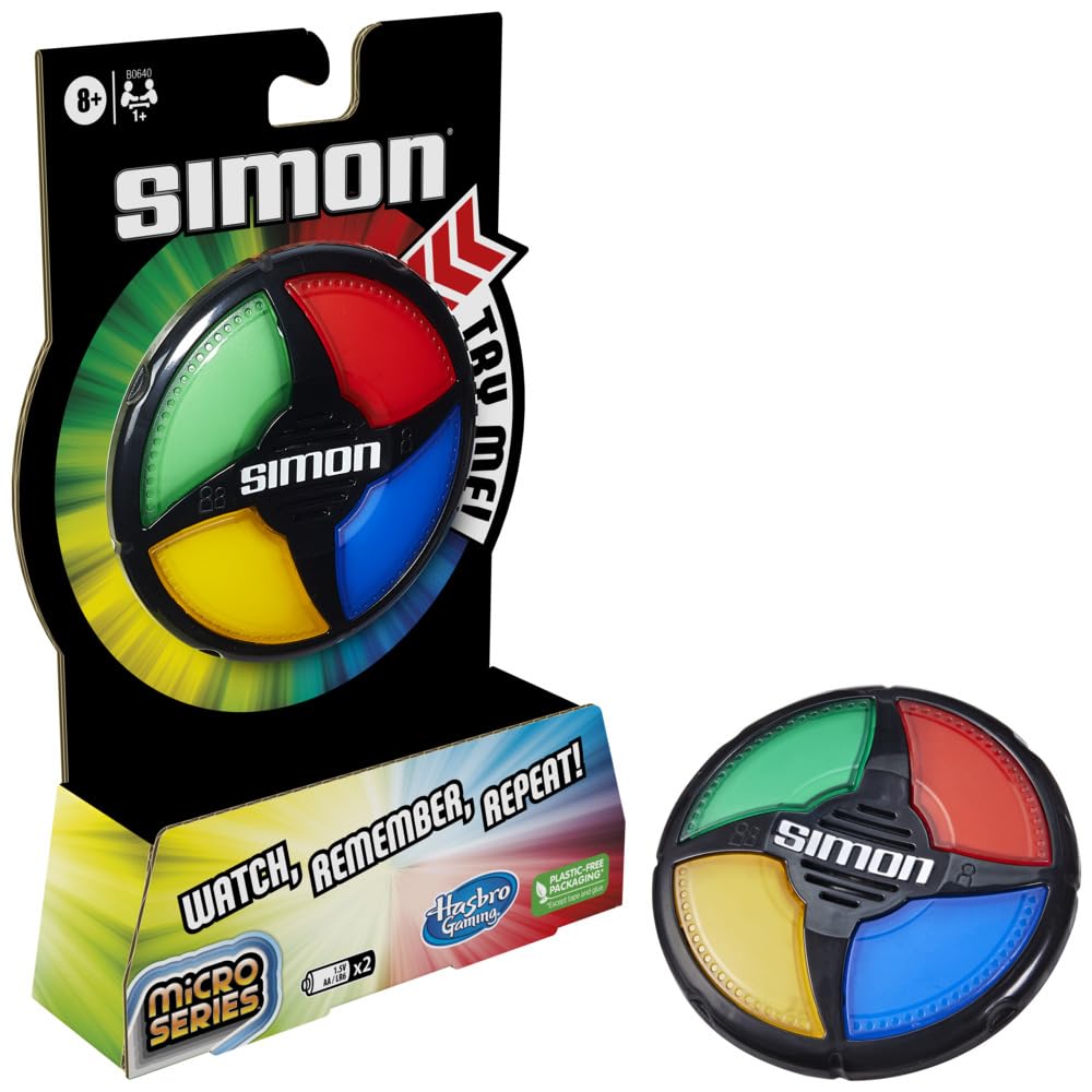 Hasbro Gaming Simon Micro Series Electronic Game for 1 or More Players, Classic 