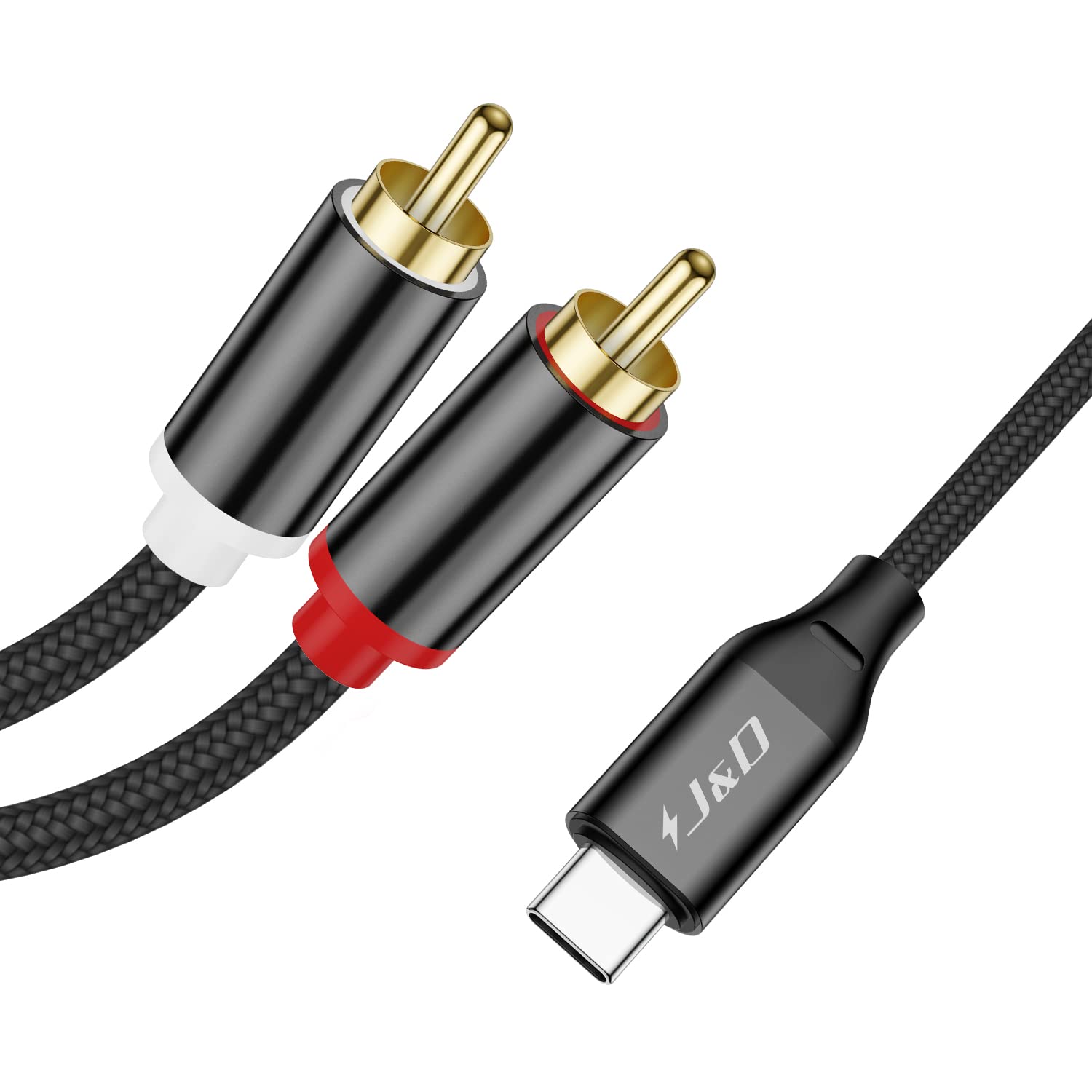 J&D USB C to 2 RCA Audio Cable, Braided Stereo Audio Converter Cable USB Type C 