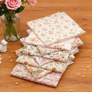 8pcs 19.6"x19.6" Sewing Fabric Square, 100% Twill Cotton Pre-Cut Quilted Cotton Fabric, DIY Patchwork, Sewing, Quilting, Crafts, Patchwork Cushion (Rose Floral)
