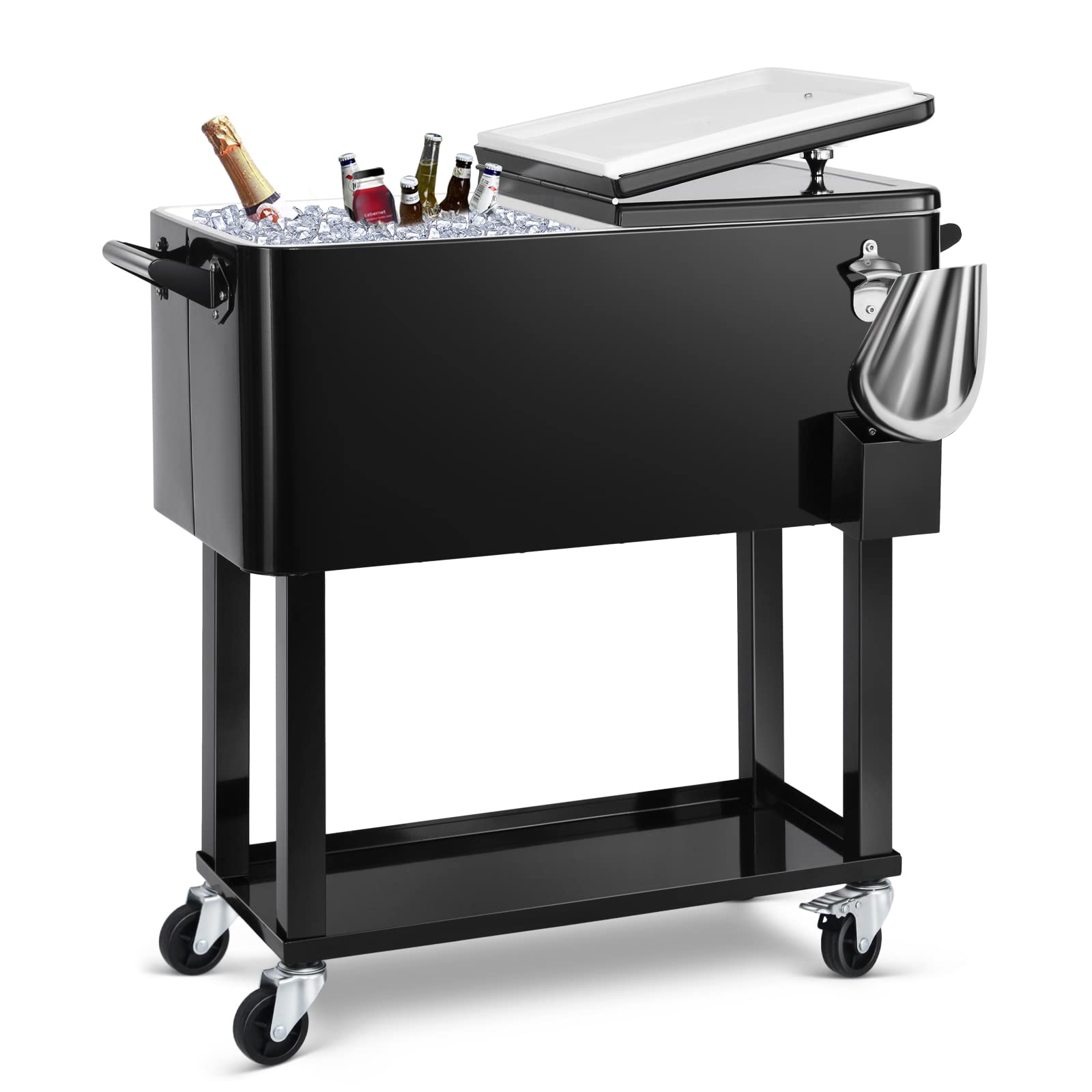 EDOSTORY 80 Qt Rolling Ice Chest Cooler Cart, Stand Up Cooler Trolley | Patio Be