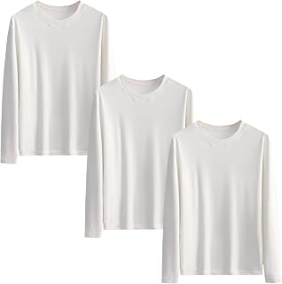 Hisitosa Men's Long Sleeve Undershirts 3-Pack / 5-Pack Cold Protection Underwear with Brushed Interior Heavyweight Long Sleeve T-Shirts Round Neck Lightweight and Warm Winter Men's Stretchable