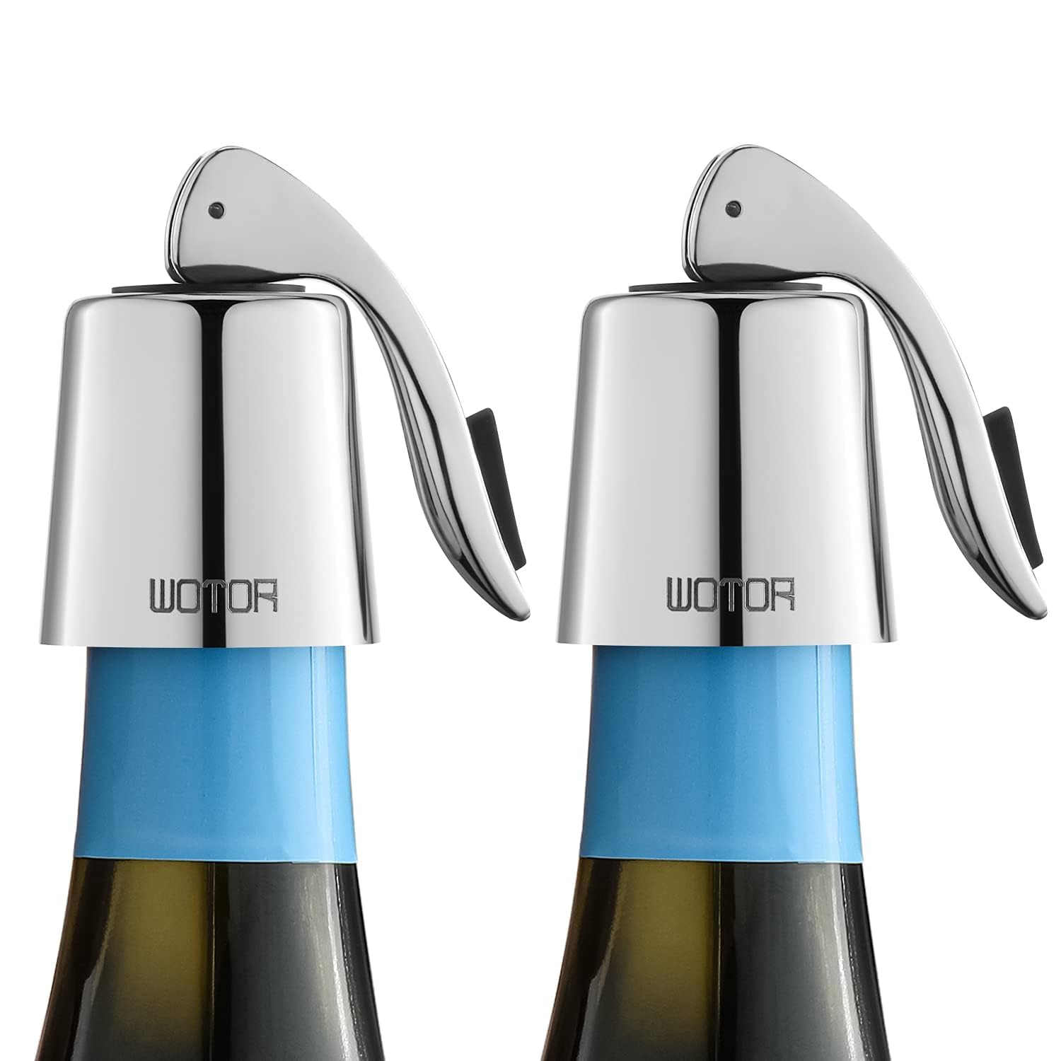 WOTOR Stainless Steel Wine Bottle Stoppers with Silicone, Silver, 2 Pack | Reusa