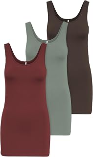 ONLY Pack of 3 Women's Tops Basic Tank Tops White, Black, Grey, Blue, Cream Women's Shirt Long Summer Shirts Top 15201465