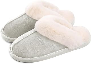 Misolin Women's Men's Winter Warm Plush Slippers for Home and Memory Foam