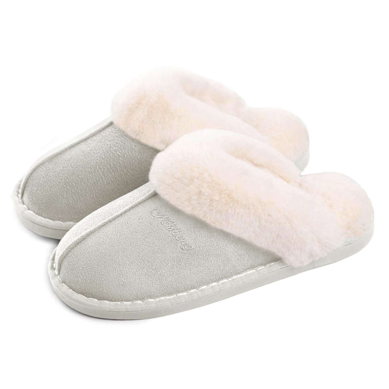 Misolin Women's Men's Winter Warm Plush Slippers for Home and Memory Foam