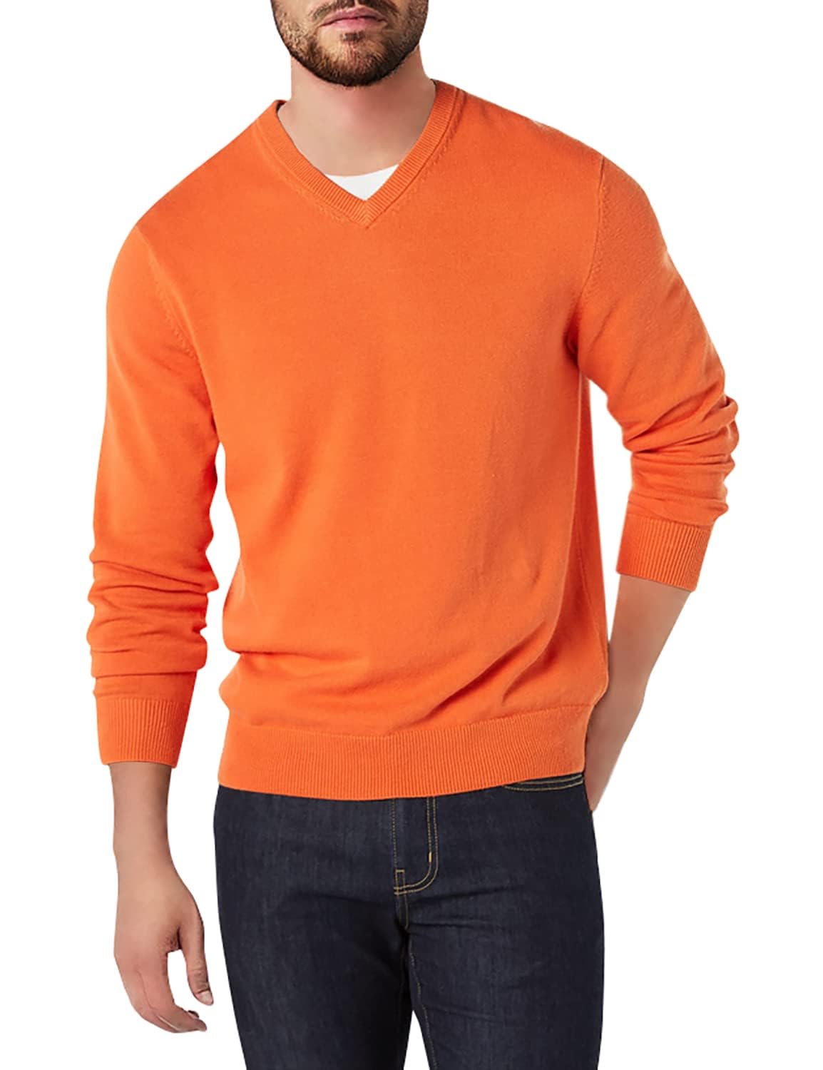 Amazon Essentials Men's Regular Fit Cotton V-Neck Pullover Sweater (Available in