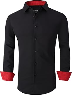 Alex Vando Men's Long Sleeve Shirt Regular Fit Elastic Business Shirt for Men