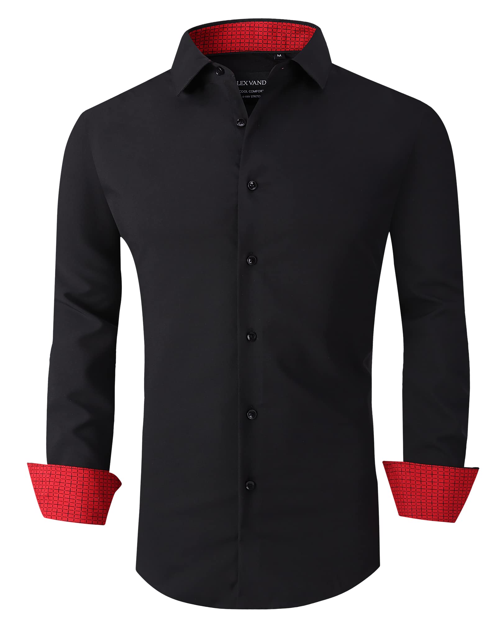 Alex Vando Men's Long Sleeve Shirt Regular Fit Elastic Business Shirt for Men