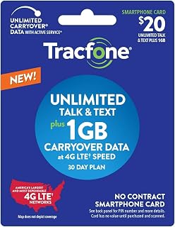 TracFone $20 Unlimited Talk, Text, 1GB Data 30–Day Plan