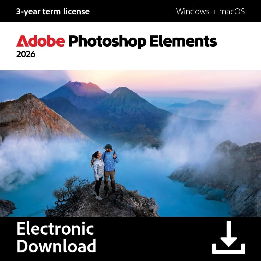 Adobe Photoshop Elements 2026 | PC/Mac | Software Download | Photo Editing | 3-y